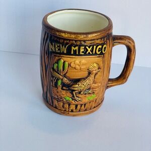 ☕️ New Mexico Roadrunner Mug; Faux Wood Pattern; Looks new! Looks Handmade!